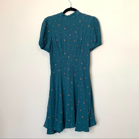 Free People Abbie Printed Mock Neck SS Mini Dress 4 - Picture 4 of 16